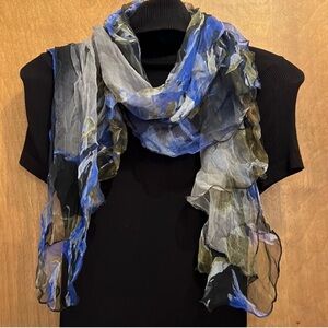 Cache Elegant Blue and Green Women's Silk Scarf